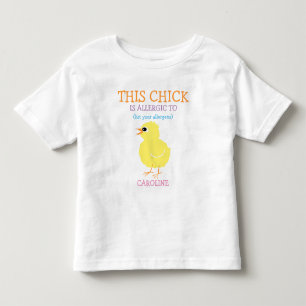 T-shirt Pour Les Tous Petits Alerte d'allergie personnalisée par poussin jaune