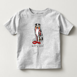 T-shirt Pour Les Tous Petits Allons-y ! Berger australien (bleu merle tan/w 1)