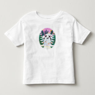 T-shirt Pour Les Tous Petits Amusant Toddler Tee, Patinage mignon Penguins Snow