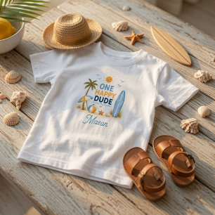 T-shirt Pour Les Tous Petits Anniversaire de plage de surf d'un gars heureux