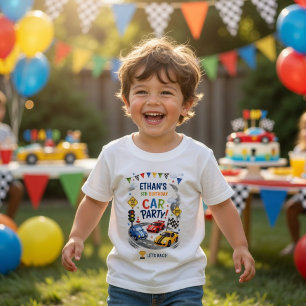 T-shirt Pour Les Tous Petits Anniversaire de voiture de course personnalisée   