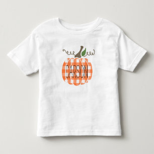 T-shirt Pour Les Tous Petits Aquarelle Boy Toddler Orange Plaid Citrouille