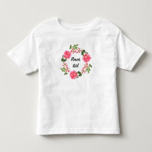 T-shirt Pour Les Tous Petits Aquarelle Fleurs roses Cercle de couronne