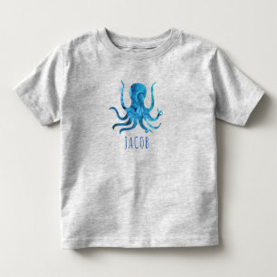T-shirt Pour Les Tous Petits Aquarelle Octopus Marine Kids Personnalisé