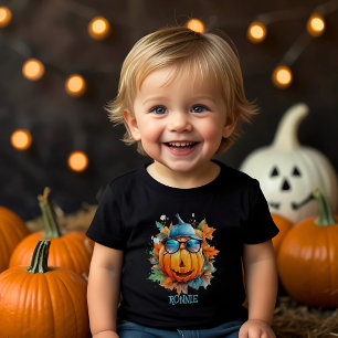 T-shirt Pour Les Tous Petits Aquarelle personnalisée Citrouille mignon Orange H