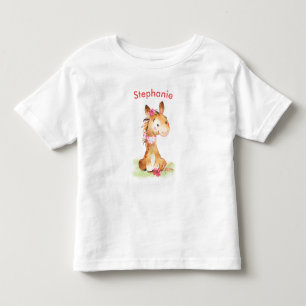 T-shirt Pour Les Tous Petits Aquarelle rose Petit Cheval