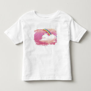 T-shirt Pour Les Tous Petits Arc-en-ciel et bâtiments sur des nuages