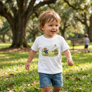 T-shirt Pour Les Tous Petits Aventure de cerf-volant dans le pré de Tux & Twitc