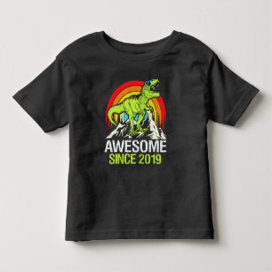 T-shirt Pour Les Tous Petits Awesome depuis 2019 Dinosaur 4 Année 4e anniversai