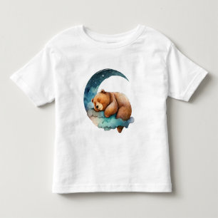 T-shirt Pour Les Tous Petits Bear en peluche mignonne dormant sur la lune du cr