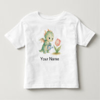 Bébé dragon personnalisé adorable arrosant des fle