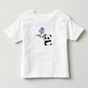 T-shirt Pour Les Tous Petits Bébé panda au nom personnalisé avec rose violette