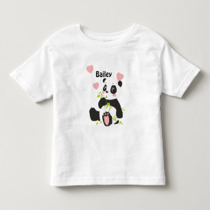 T-shirt Pour Les Tous Petits Bébé Panda Ours Rose Coeurs Personnalisé