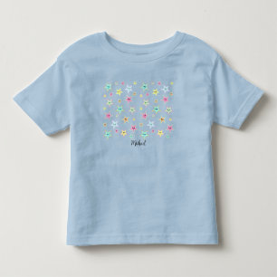 T-shirt Pour Les Tous Petits Belles étoiles avec des visages aux couleurs paste