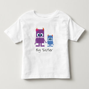 T-shirt Pour Les Tous Petits « big » monstres frères et soeurs sister bleu