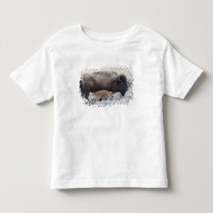 T-shirt Pour Les Tous Petits Bison vache et veau, Yellowstone