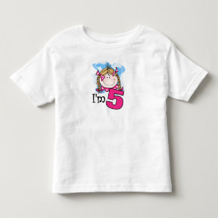 T-shirt Pour Les Tous Petits Blond Girl I'm Five