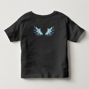T-shirt Pour Les Tous Petits Blue Glowing Angel Wings on black background