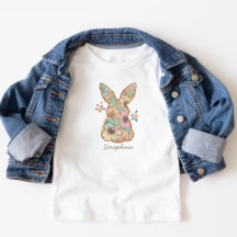 Boho Fleurs Motif Bunny de Pâques Enfants