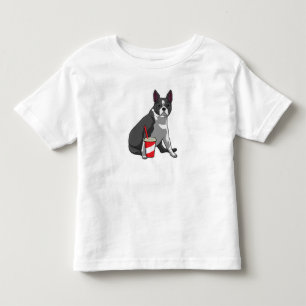 T-shirt Pour Les Tous Petits Boston Terrier avec boisson