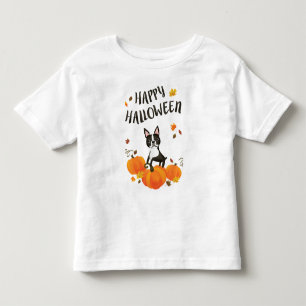 T-shirt Pour Les Tous Petits Boston Terrier Citrouille Fall quitte Halloween Sh