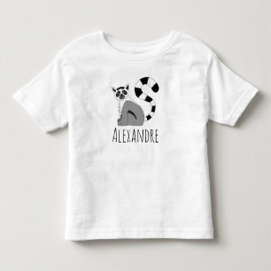 T-shirt Pour Les Tous Petits Boys Trendy Cute Jungle Lemur and Name