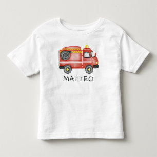 T-shirt Pour Les Tous Petits Camion-feu personnalisé, joli Pommeau personnalisé