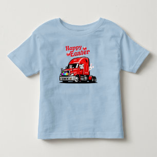 T-shirt Pour Les Tous Petits Camion Rouge 18 Wheeler Happy Easter Bunny