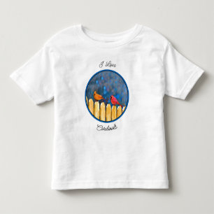 T-shirt Pour Les Tous Petits Cardinals on the Fence Painting - Art original