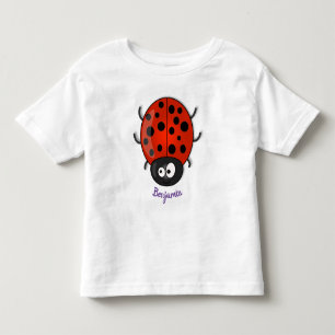 T-shirt Pour Les Tous Petits Caricature de coccinelle rouge joyeux