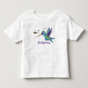 T-shirt Pour Les Tous Petits Caricature de colibri d'abeille mignonne