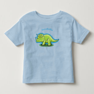 T-shirt Pour Les Tous Petits Caricature de dinosaure de triceratops vert mignon