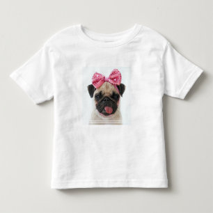 T-shirt Pour Les Tous Petits Carlin à cou rose