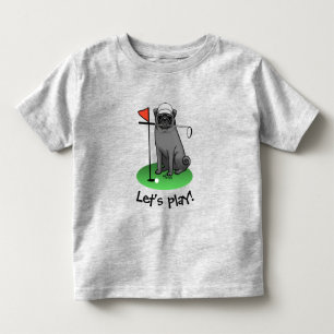 T-shirt Pour Les Tous Petits Carlin de golf Jouer Golf (noir) mignon chien drôl
