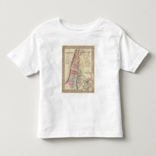 T-shirt Pour Les Tous Petits Carte de la Palestine, Jérusalem par Mitchell (Devant)