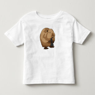 T-shirt Pour Les Tous Petits Castor au jeu d'échecs avec pièce d'échecs Évêque