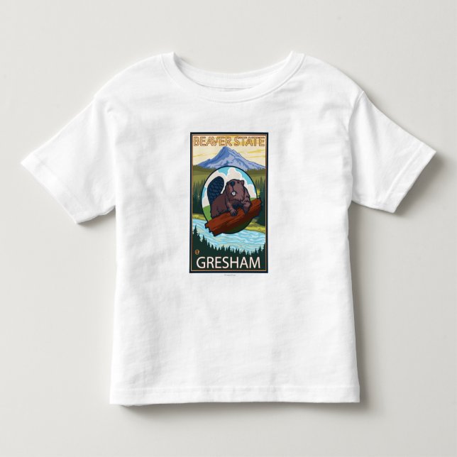 T-shirt Pour Les Tous Petits Castor et capot de Mt. - Gresham, Orégon (Devant)
