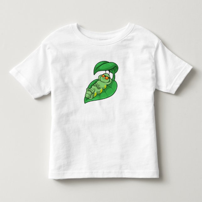 T-shirt Pour Les Tous Petits Caterpillar avec feuille (Devant)