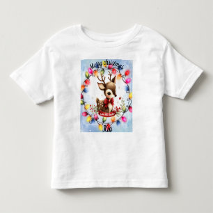 T-shirt Pour Les Tous Petits Cerf nouveau-né dans une couronne de lumières