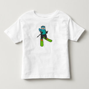 T-shirt Pour Les Tous Petits Chat en Skier avec Ski