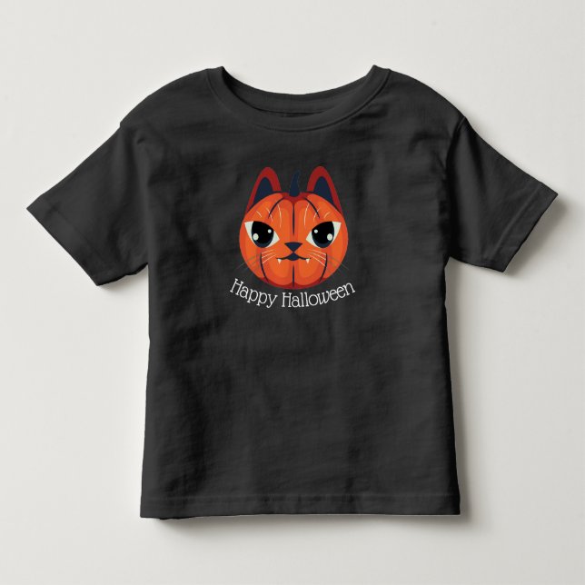 T-shirt Pour Les Tous Petits Chat Jack-o-lanterne (Devant)