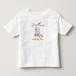 T-shirt Pour Les Tous Petits Chat rose blanc mignon à la couture