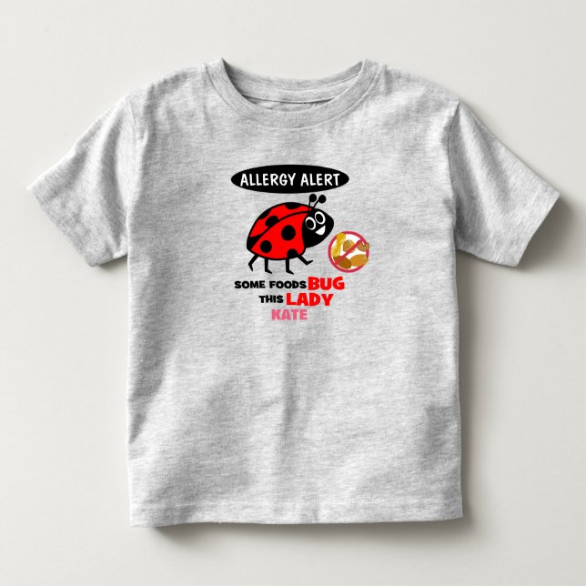 T-shirt Pour Les Tous Petits Chemise Ladybug d'alerte d'allergie aux noix (Devant)