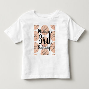 T-shirt Pour Les Tous Petits Chemises d'anniversaire de basketball à l'aquarell