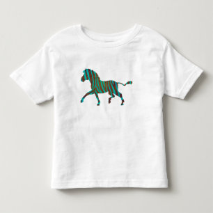 T-shirt Pour Les Tous Petits Chemises d'impression Brown et Turquoise Zebra