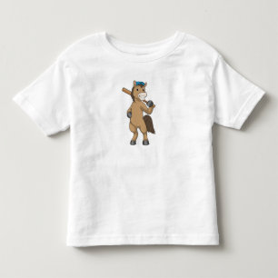 T-shirt Pour Les Tous Petits Cheval au baseball avec batte de baseball