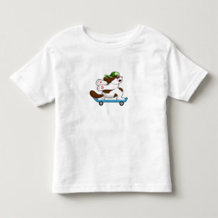 T-shirt Pour Les Tous Petits Chien en Skate avec Skateboard