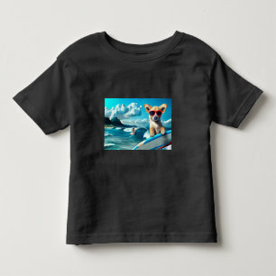 T-shirt Pour Les Tous Petits Chien sur le Surboard portant des lunettes de sole