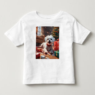 T-shirt Pour Les Tous Petits Chiot de Noël coquin, mignon, Drôle, Drôle, Dessin