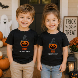 T-shirt Pour Les Tous Petits Citrouille d'Halloween “BOO!” – Nom personnalisé